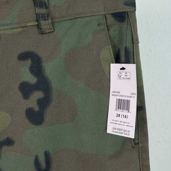 NWT Volcom Vmonty Stretch Camo Chino Shorts - Picture 5 of 7
